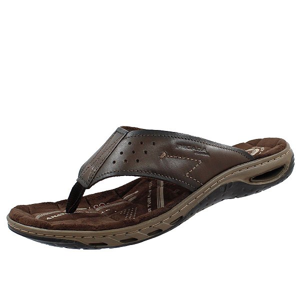 Chinelo Pegada em Couro Com Amortecimento AMORTECH - Anilina Cravo