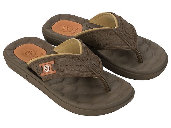 Chinelo Cartago Egeu III Dedo AD Ref:12287 - Marrom/Caramelo/Marrom