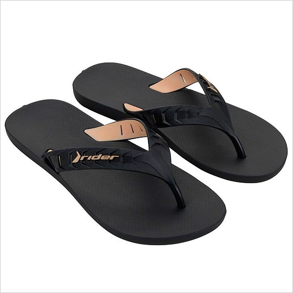 Chinelo Rider Street Duo Dedo AD Ref:12430 - Preto/Preto/Bege