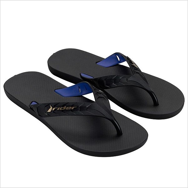 Chinelo Rider Street Duo Dedo AD Ref:12430 - Preto/Azul/Dourado