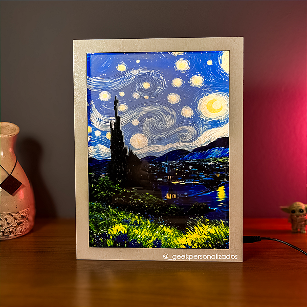 Luminária Quadro Noite Estrelada Van Gogh