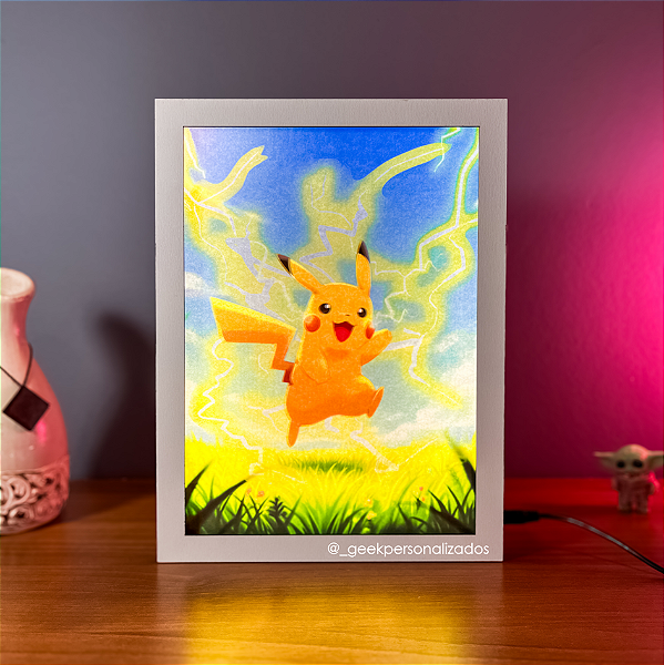 Luminária Quadro Pokemon - Pikachu