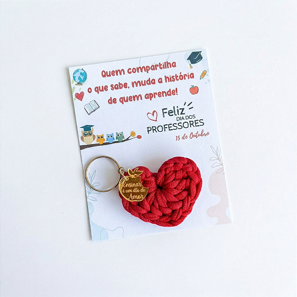 Chaveiros em crochê com cartão personalizado Dia dos Professores