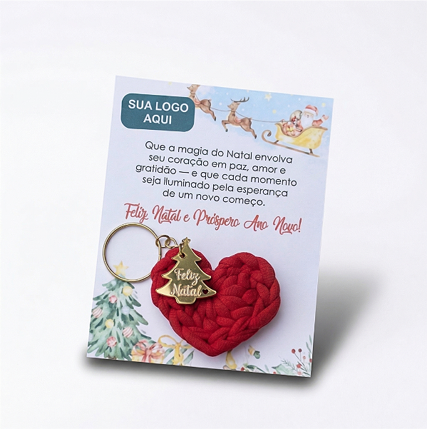 Chaveiro em Crochê com cartão personalizado Brinde de Natal