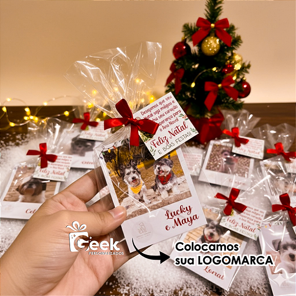 Foto com imã personalizado + Tag + Laço com a sua LOGOMARCA