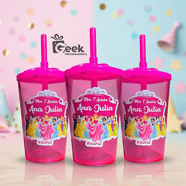 Copos Twister 300 Ml Personalizado Qualquer Tema - Tampa e Canudo