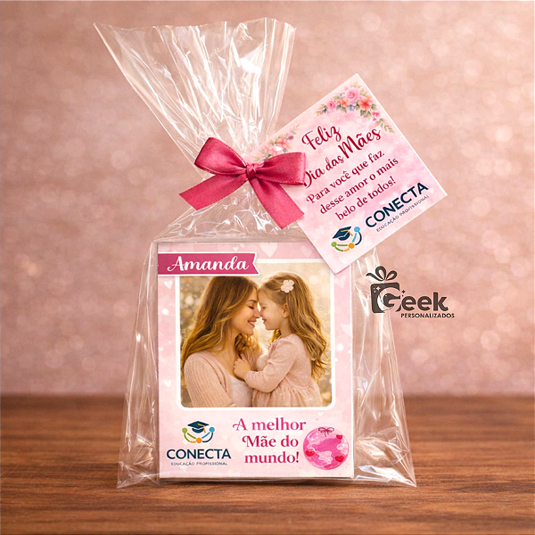 Foto com imã + Tag + Laço - Dia das Mães