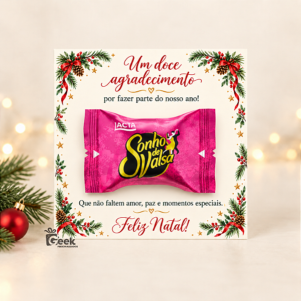 Cartão de Natal para Bombom 10x10cm