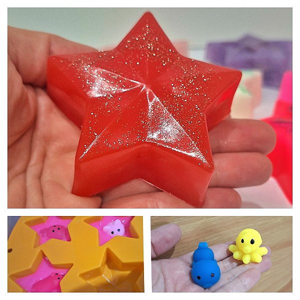 Sabonete Artesanal Estrela Surpresa com Bichinho Mochi