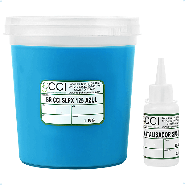 Borracha de Silicone Azul ShoreA 17-25 Para Moldes com Catalisador