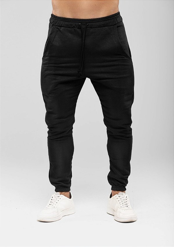 CALÇA MOLETOM MASCULINA PRETA - ALPHY
