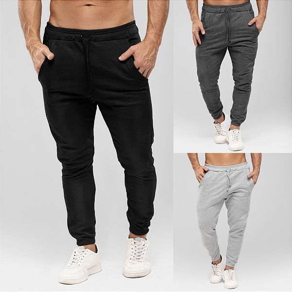 KIT 3 CALÇAS MOLETOM MASCULINA - ALPHY