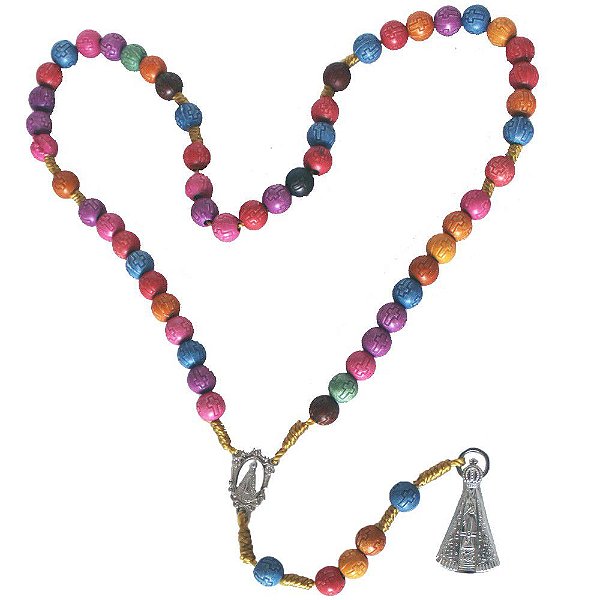 Terço Nossa Senhora Aparecida Madeira Colorido