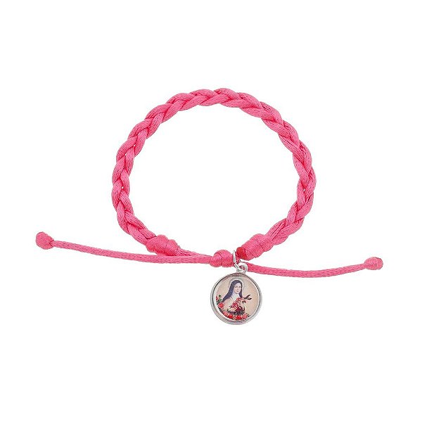 Pulseira Santa Terezinha Trançada Rosa