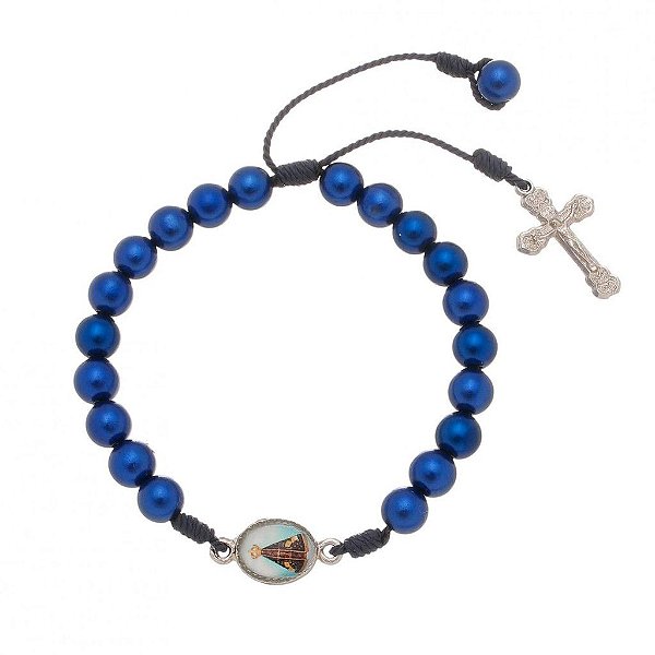 Pulseira Dezena Nossa Senhora Aparecida Pérola - Azul