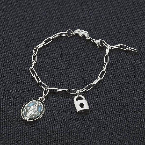Pulseira Consagração Cadeia Nossa Senhora das Graças - Medalha Resinada