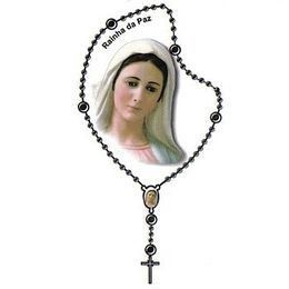 Adesivo para Carro Rainha da Paz Terço Preto - P