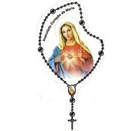 Adesivo para Carro Imaculado Coração de Maria - Terço Preto - P