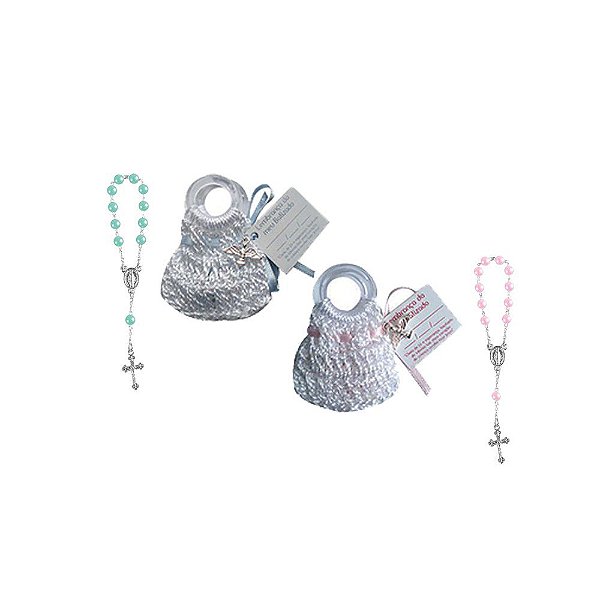 Lembrança de Batismo - Bolsinha com Mini Terço