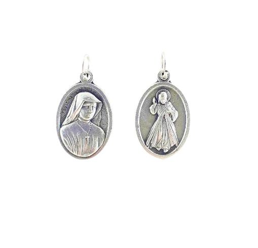 Medalha Italiana Santa Faustina e Jesus Misericordioso