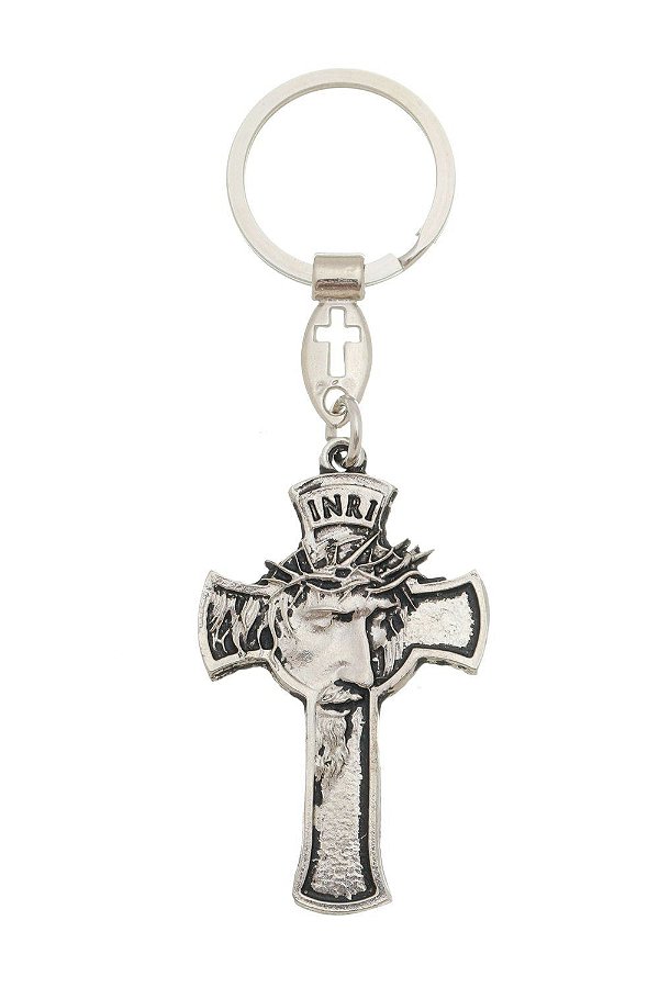 Chaveiro Crucifixo Face de Cristo Níquel pintado