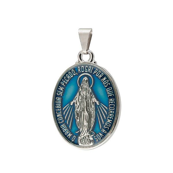 Medalha de Nossa Senhora das Graças Colorida Grande Metal