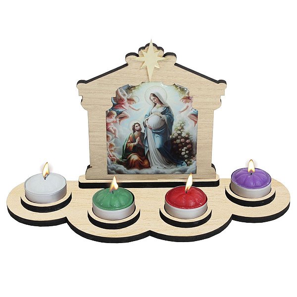 Coroa do Advento MDF com Velas Rechô