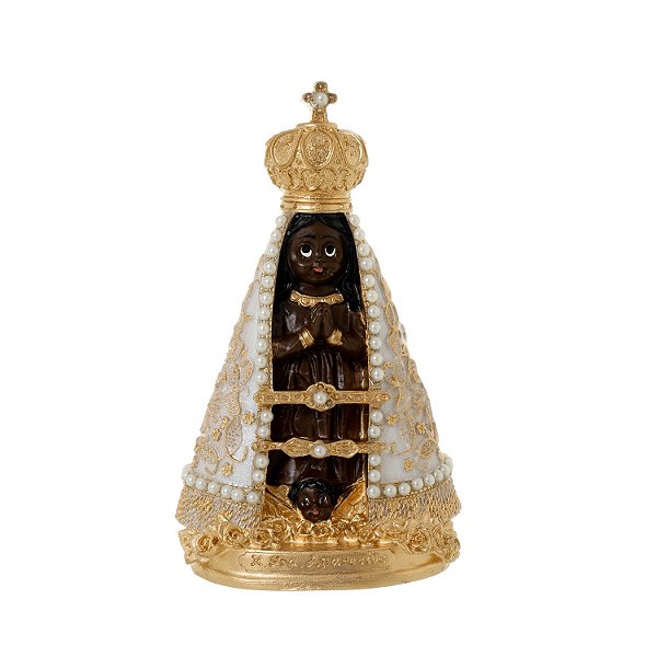 Imagem Infantil de Nossa Senhora Aparecida em Resina com Pérolas 15cm