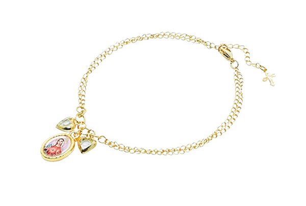 Pulseira Imaculado Coração de Maria Folheado