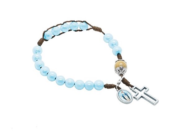 Pulseira Terço de Nossa Senhora das Graças Azul Compacto