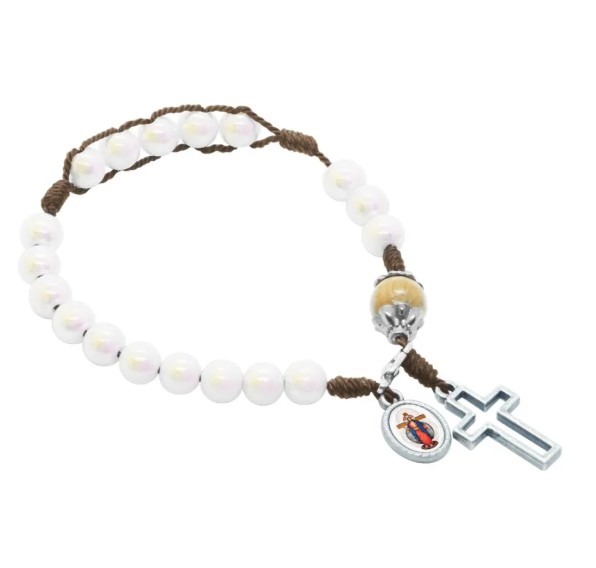 Pulseira Terço de Jesus da Santa Chagas Compacto Branco