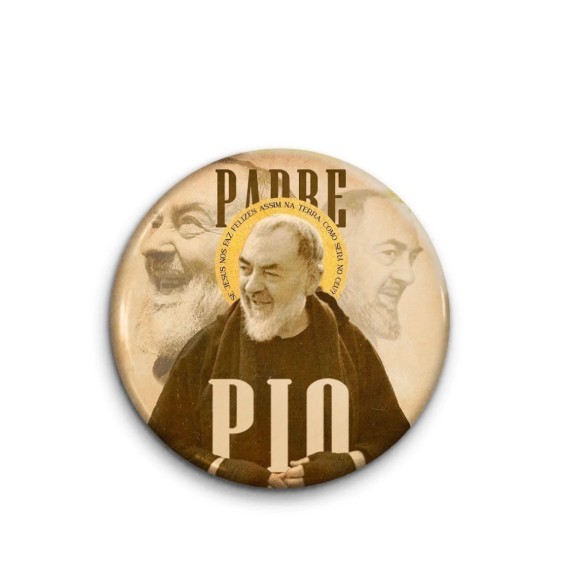 Boton São Padre Pio Alumínio Broche Alfinete