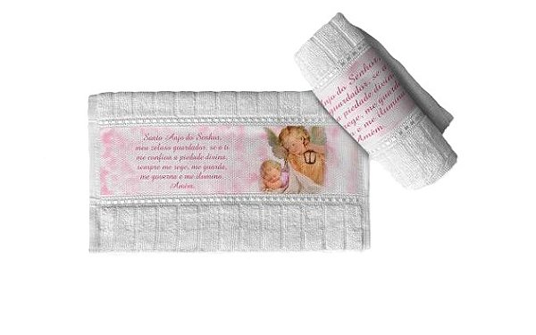 Toalinha Infantil Anjo da Guarda Rosa