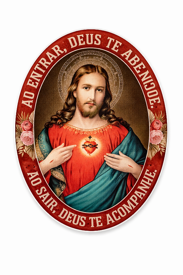 Adesivo Sagrado Coração de Jesus Coração Rosto Resinado Carro/Moto/ Notebook