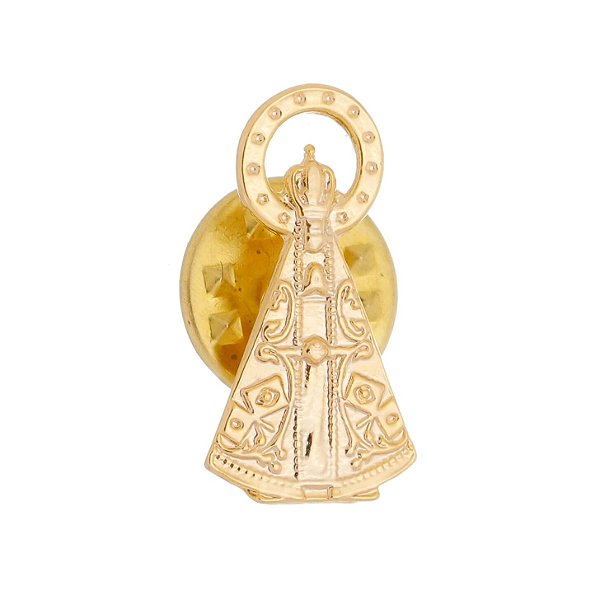Kit Botton Folheado de Nossa Senhora da Conceição Aparecida Vazado (3 Unidades)