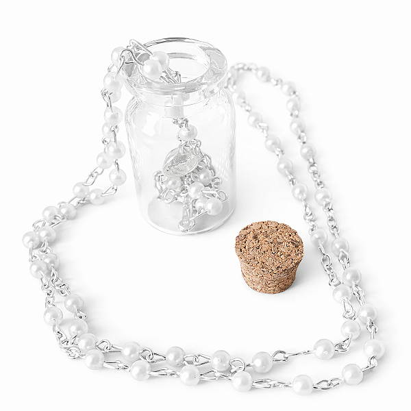 Terço Colar Vidrinho Nossa Senhora Aparecida Pérola 4mm