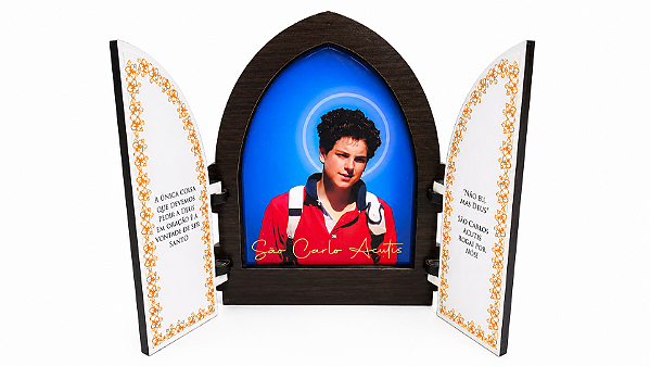 Capela com Portas Resinado São Carlo Acutis -18 Cm X 26 Cm