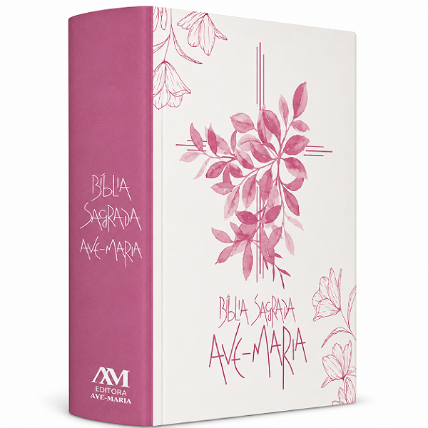 Livro Bíblia Sagrada Ave Maria - Capa Flores - Rosa