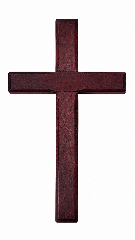 Crucifixo Cruz de Mão em Madeira Rústica 12cm