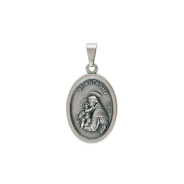 Medalha de Santo Antônio e São Francisco Modelo Prata Velha