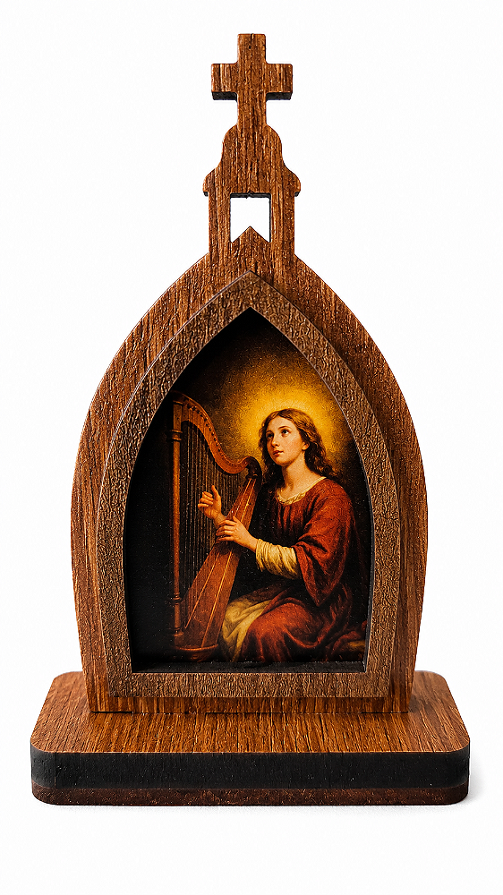 Mini Capela de Santa Cecília em MDF 10cm
