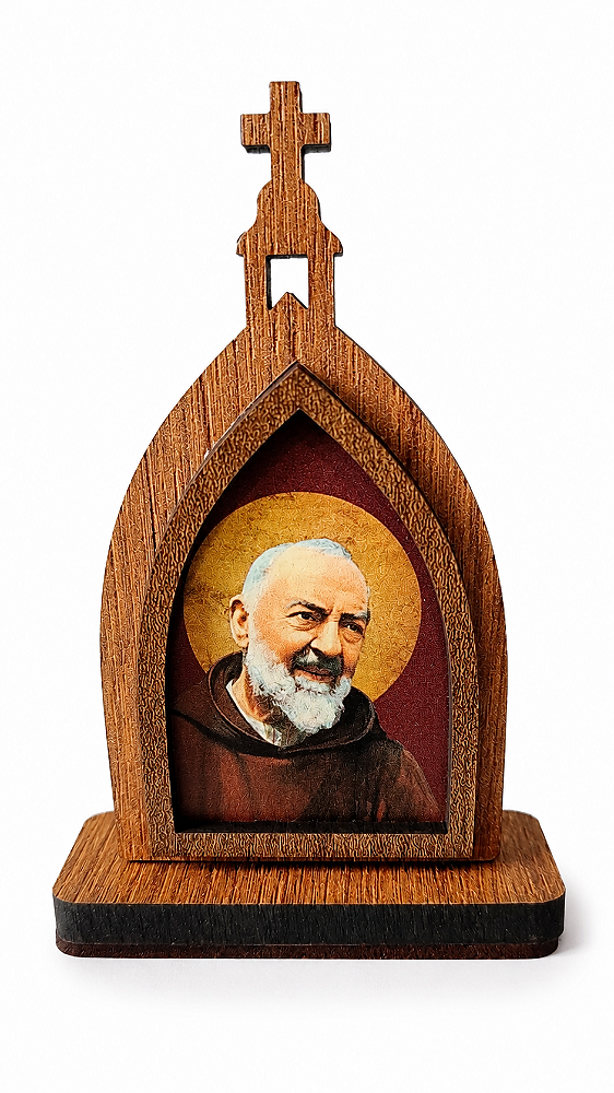 Mini Capela de São Padre Pio em MDF 10cm