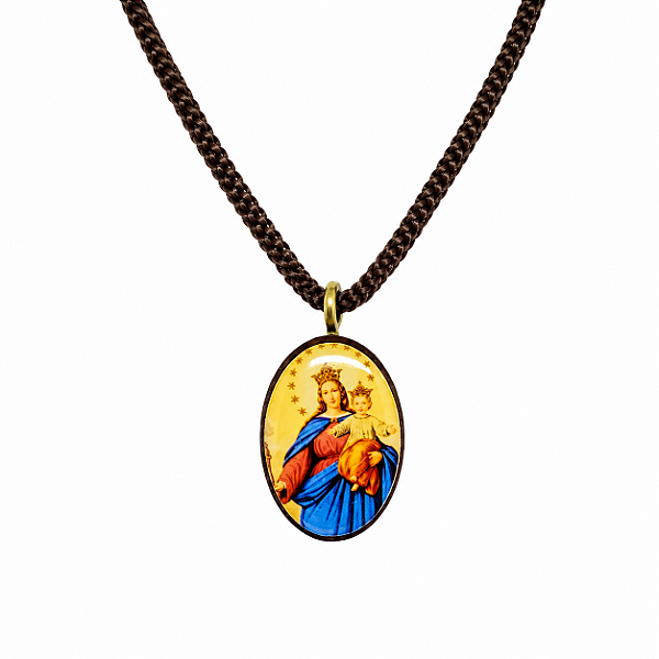 Cordão de Nossa Senhora Auxiliadora em Madeira Oval