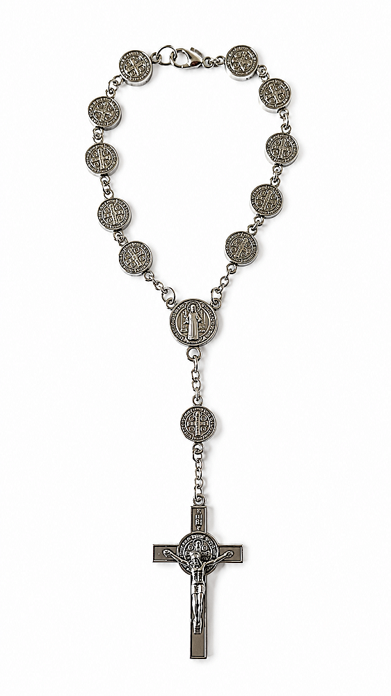 Dezena de Carro de São Bento com Medalhas 8mm Pretado
