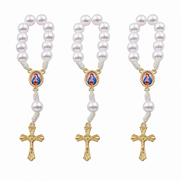 Kit Dezena Nossa Senhora de Guadalupe Pérola Abs Branca 8mm (3 unidades)