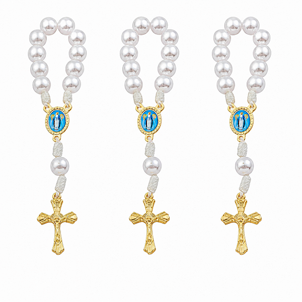 Kit Dezena Nossa Senhora Das Graças Pérola Abs Branca 8mm (3 Unidades)