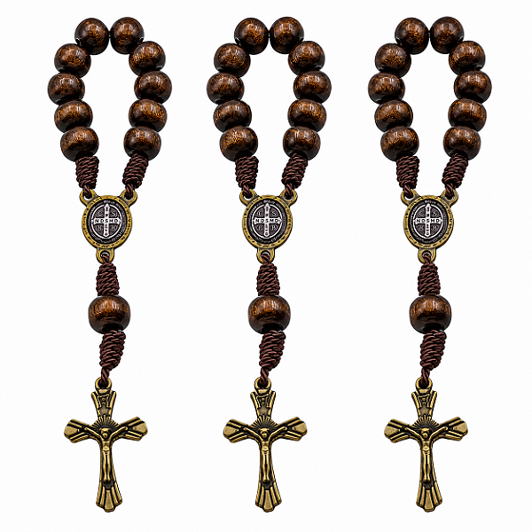 Kit Dezena São Bento Madeira Marrom Escuro 8mm (3 unidades)