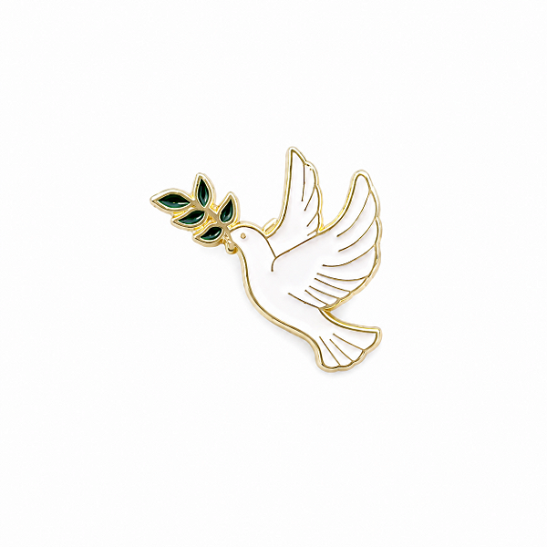 Boton Divino Espirito Santo Branco Folheado 2,7cm