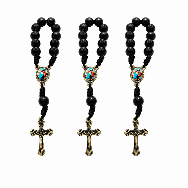 Kit Dezena São Miguel Arcanjo Pérola Preta 8mm (3 unidades)