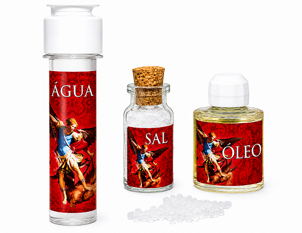 Kit Exorcismo São Miguel Água Sal e Óleo ( Não vem Água)